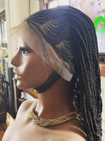 Chloe Synthetic Braided Lace Wig with front cornrows and individual back braids displayed on mannequin for hair accessory styling.