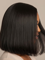 Unique Style 2 Envy Inc black human hair short bob wig with a natural lace front for a seamless hairline