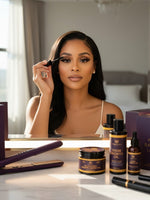 Unique Style 2 Envy Inc Chloe 3D handcrafted mink strip lashes on a woman applying mascara in a vanity mirror