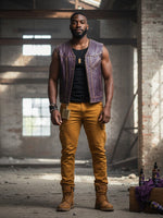Man with a groomed beard standing in an industrial space next to Unique Style 2 Envy Inc Healing Growth Beard Oil.