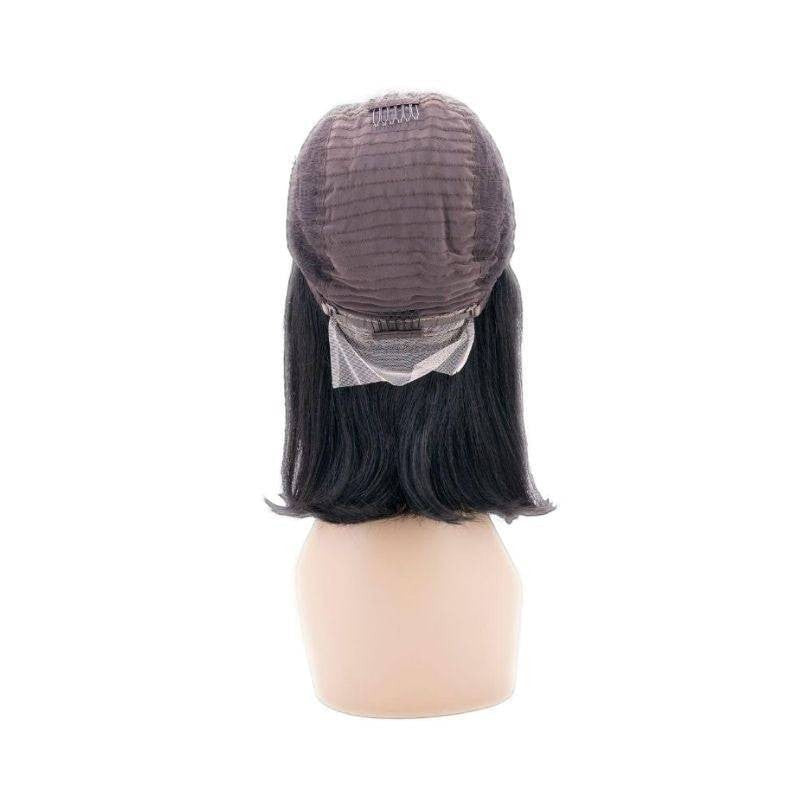 Unique Style 2 Envy Inc straight bob wig in natural 1B human hair with transparent lace front and cap construction.